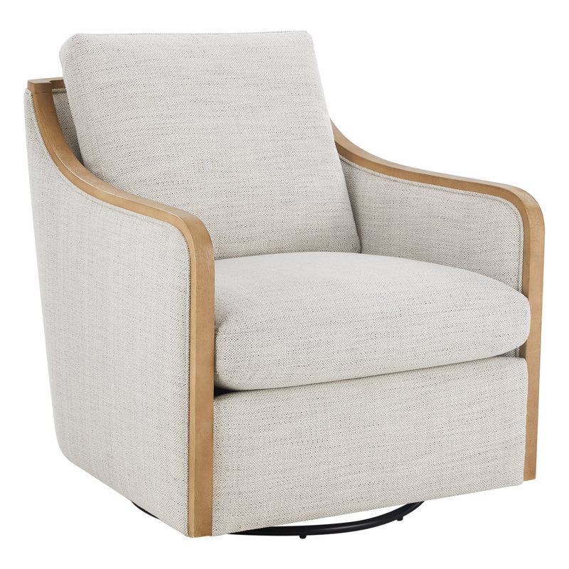 Fauteuil demi-tonneau pivotant surdimensionné Grayton, Polyester ivoire