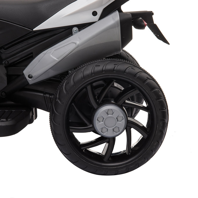 6V White Electric Ride-On Motorcycle with High-Traction Wheels