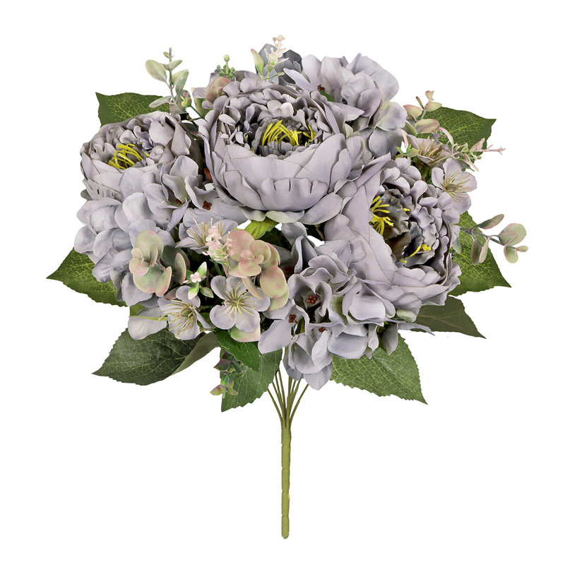 Mélange de pivoines et d'hortensias, Gris beige