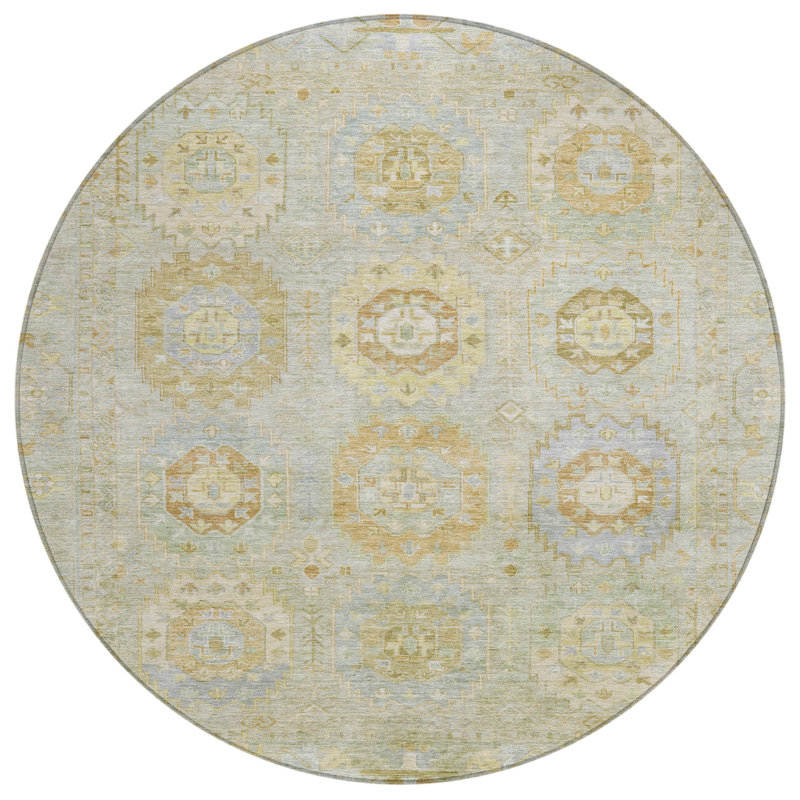 Machine Washable Indoor/Outdoor Lafferty ACN2227 Panel Rug, Round 8'
