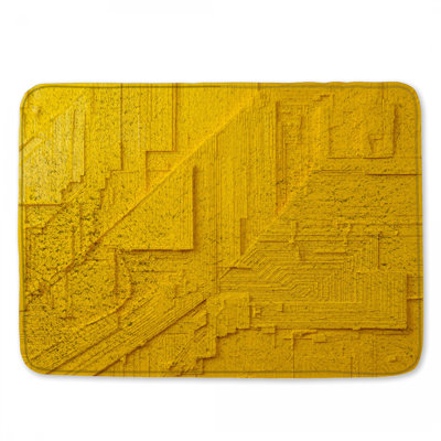 Yellow Textured Geometric Bath Mat