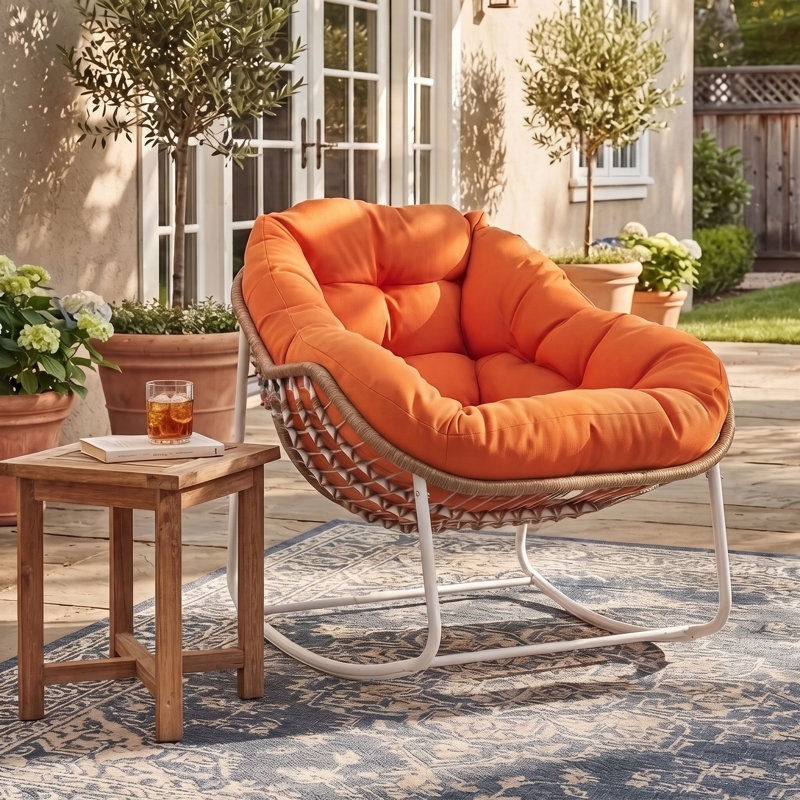 Chaise d'extérieur Cadynce, Orange, Blanc/naturel