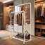 Porte-vêtements simple à double tige avec tablettes inférieures-274386893
