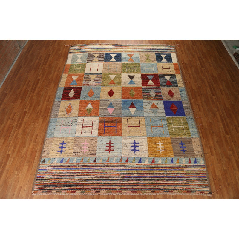 Tapis géométrique marocain noué à la main 10 x 13
