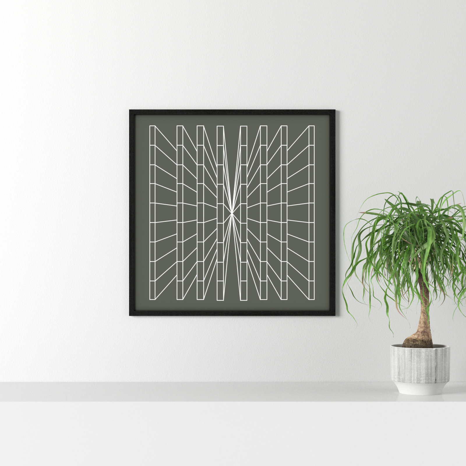 Olive Perspective by Sandi Hauanio, Black Wood Grain, 32" H x 32" W x 0.75" D