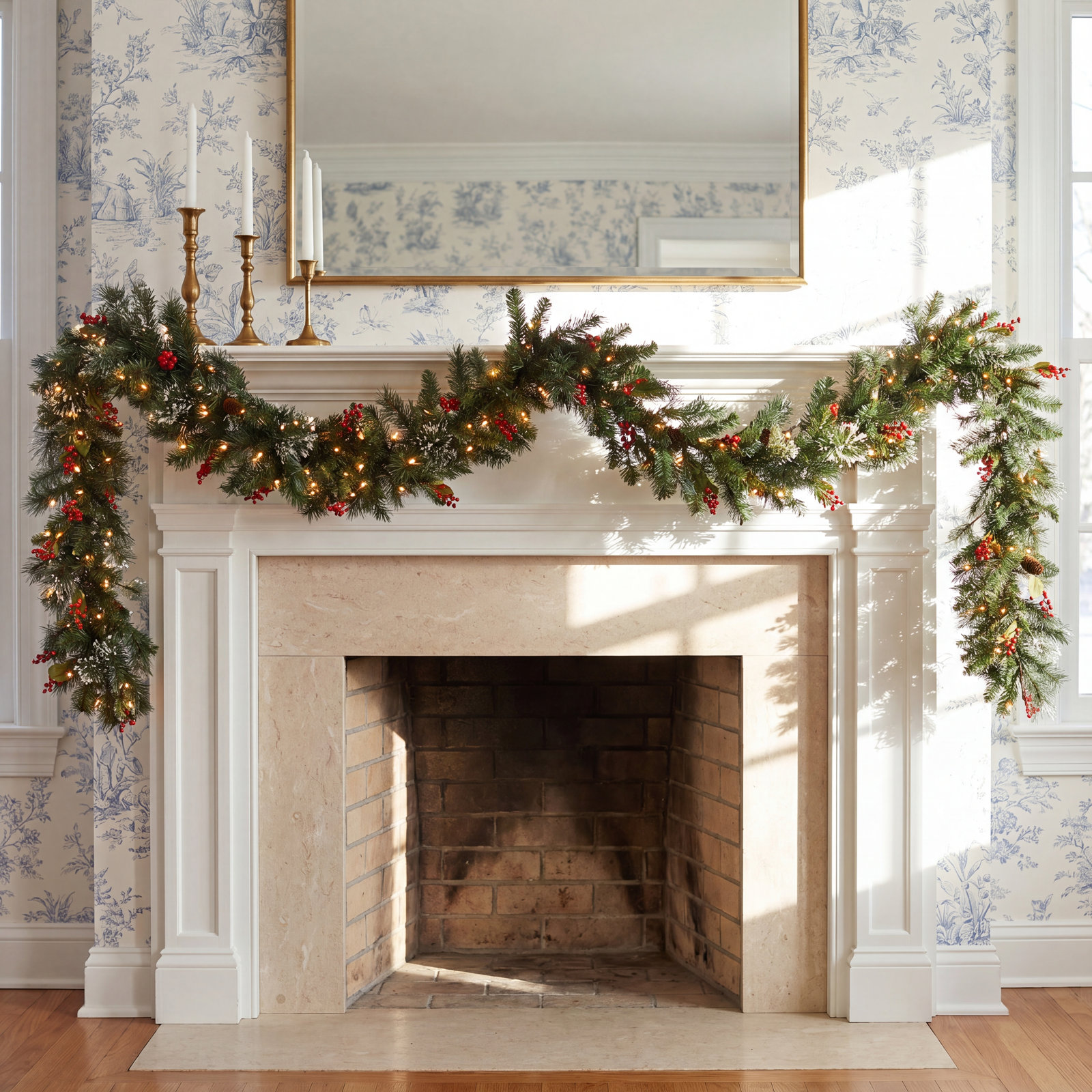 108" Frosted Pre-Lit Pine Garland