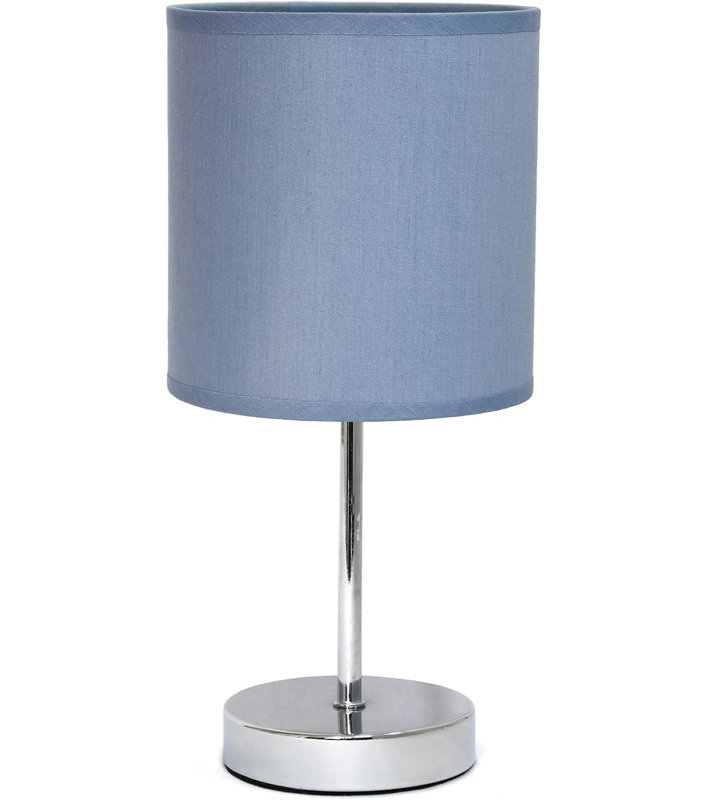  Mini lampe de table chromée avec abat-jour en tissu pour bureau de chevet et chambre à coucher, Mauve