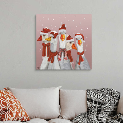 «Christmas Gaggle of Geese», reproduction d'art sur toile