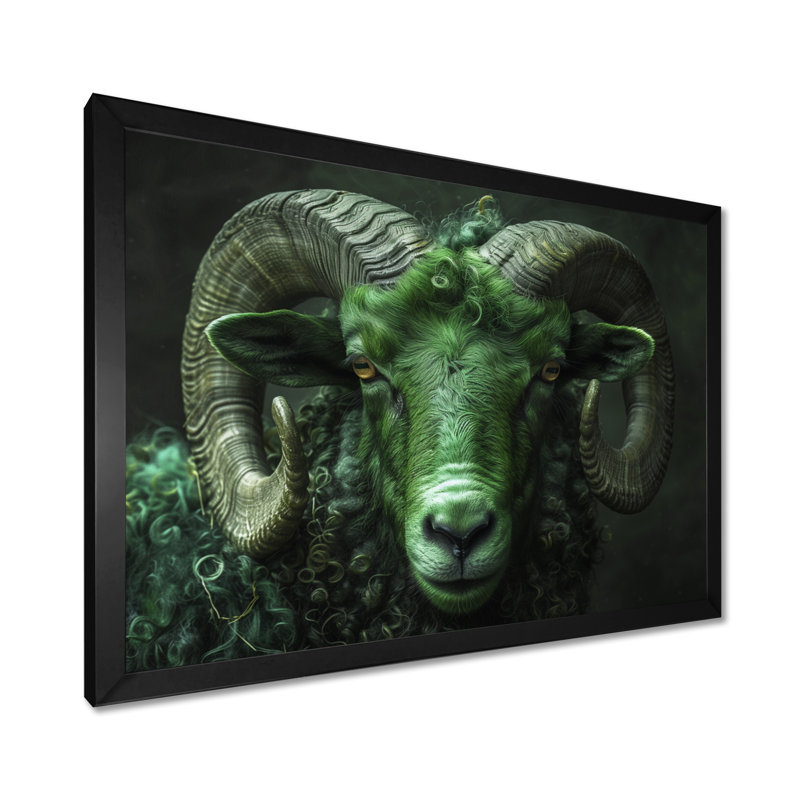 «Green Astrology Zodiac Zeal Aries», impression d'art mural, H 12 po x l 20 po x P 1 po, Cadre simple noir
