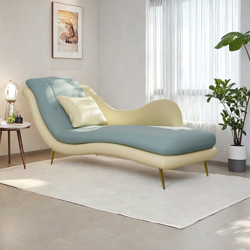 Chaise longue Robichaux , Orienté à droite, Light Blue/Beige