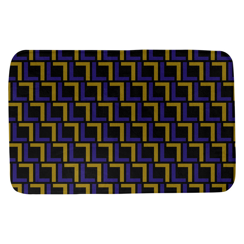 Tapis pour salle de bain Baltimore, l 17 po x L 24 po, Noir / mauve / or métallique