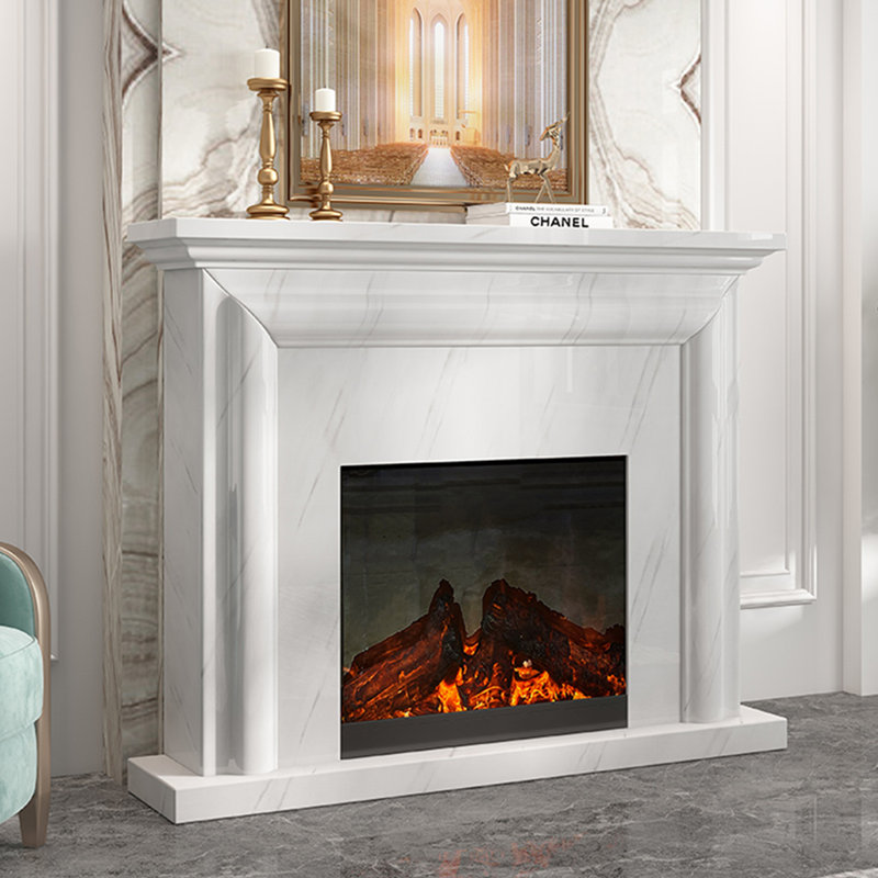 Foyer électrique blanc en bois massif