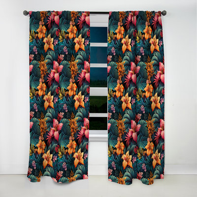 Nataly - Rideau floral - Rideau floral occultant en velours - 1 panneau