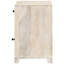Meuble d'appoint en bois de manguier à une porte avec tiroir, fini blanchi, idéal pour une chambre de style bord de mer.