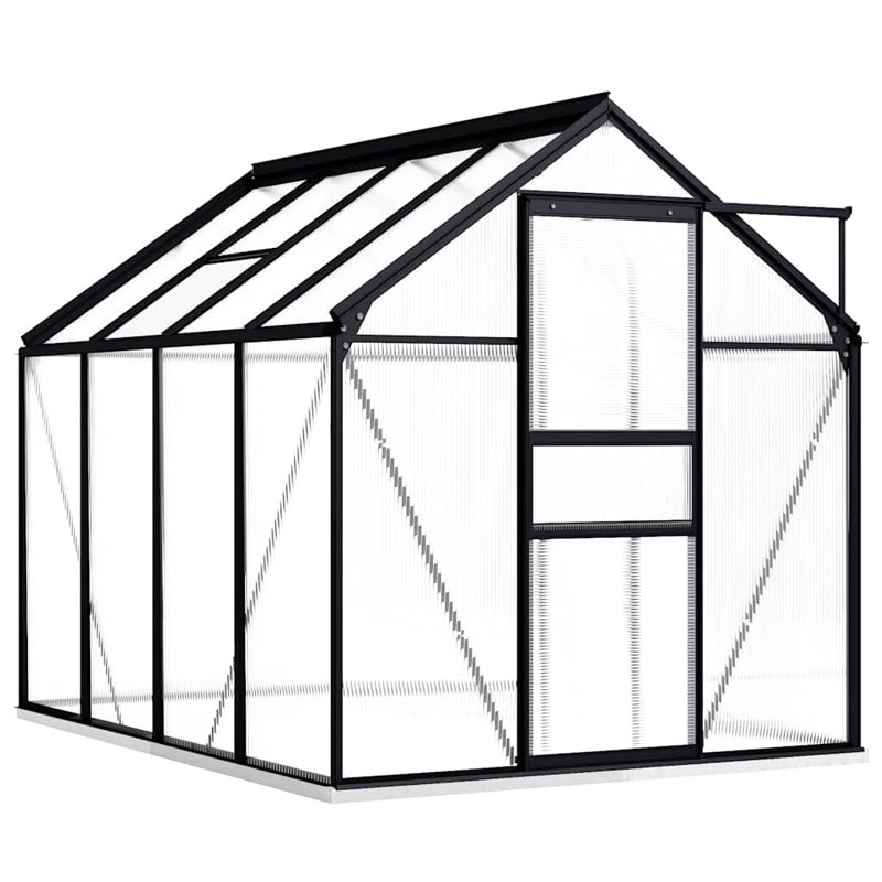 Serre pour jardin d'extérieur en aluminium et polycarbonate anthracite et transparent, 74.8" H x 79.5" W x 98.4" D