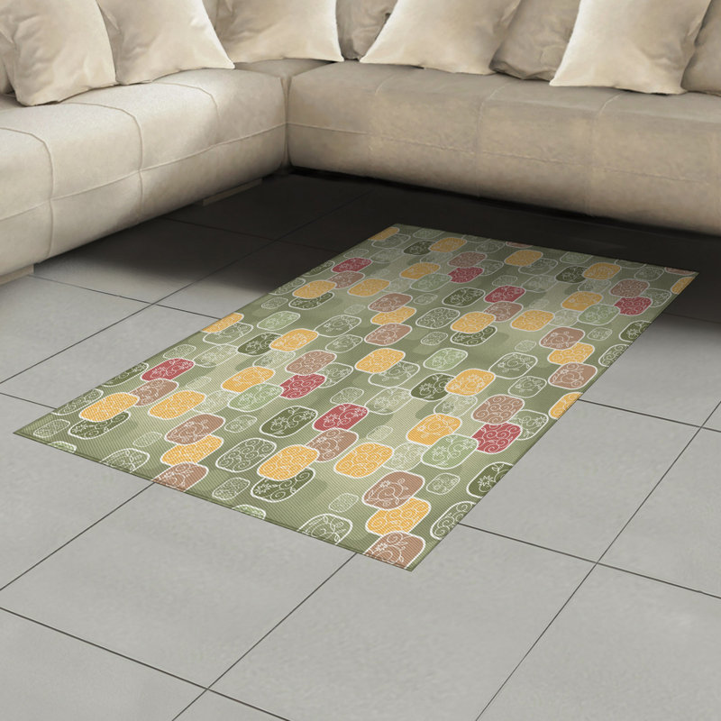 Floral High Density Long Fiber Poly Threads Decorative Area Rug Carpet, Rectangle 4' x 5'8"