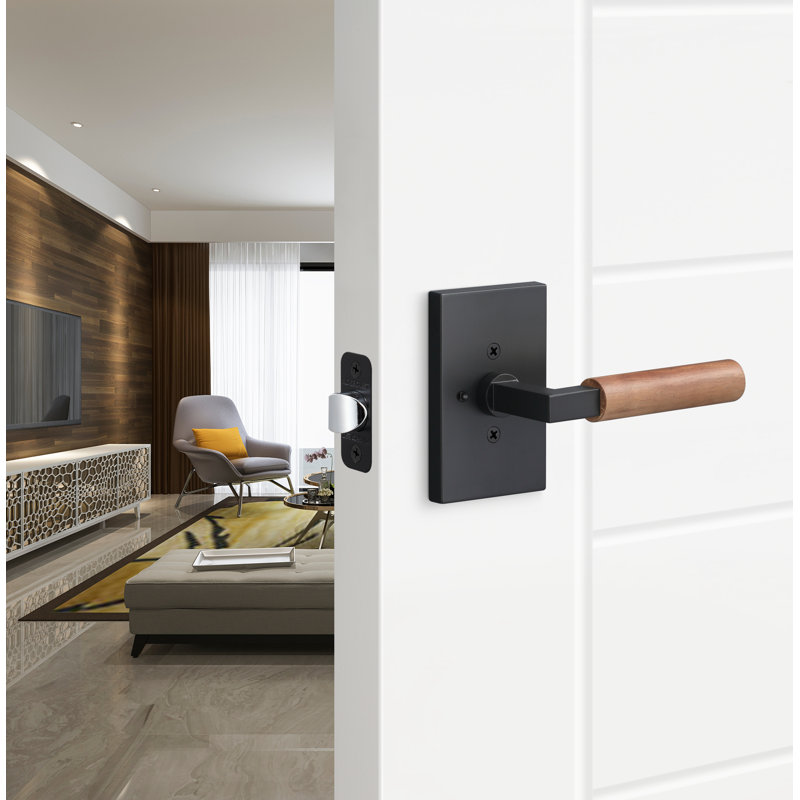 Levanto Privacy Rosette, Walnut Grip, Flat Black