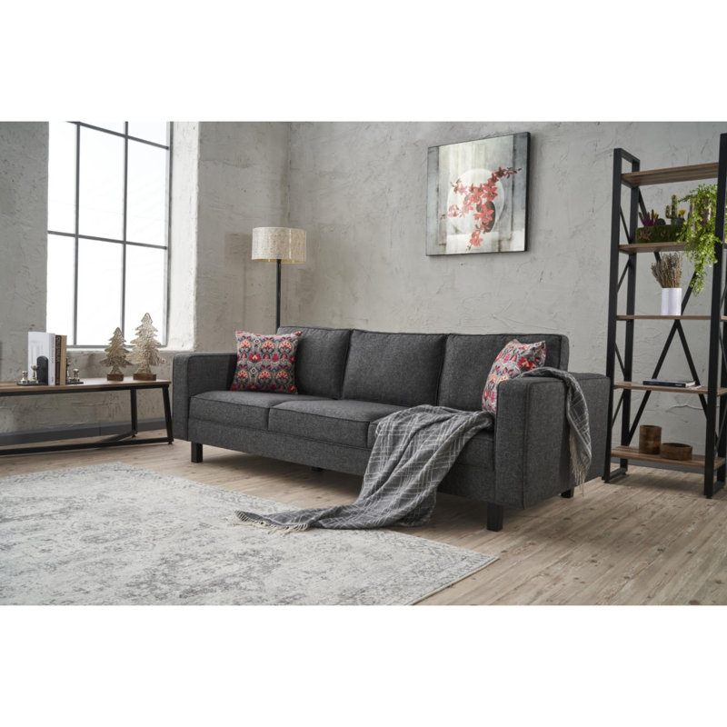 Canapé rembourré Breaanna, Mélange de polyester gris foncé