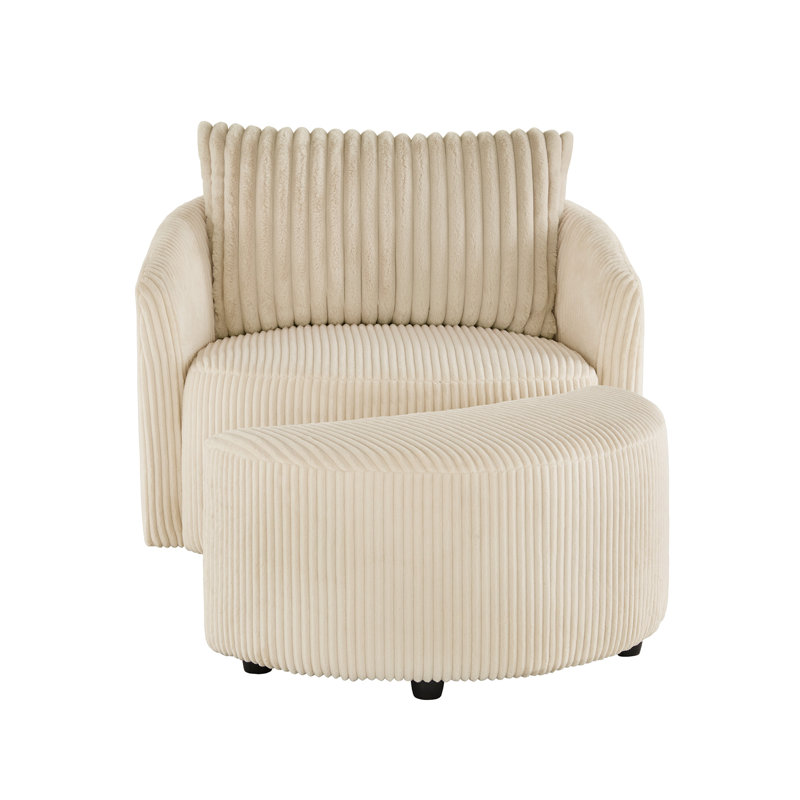 Fauteuil d'appoint pivotant en velours côtelé Doniphan, Beige