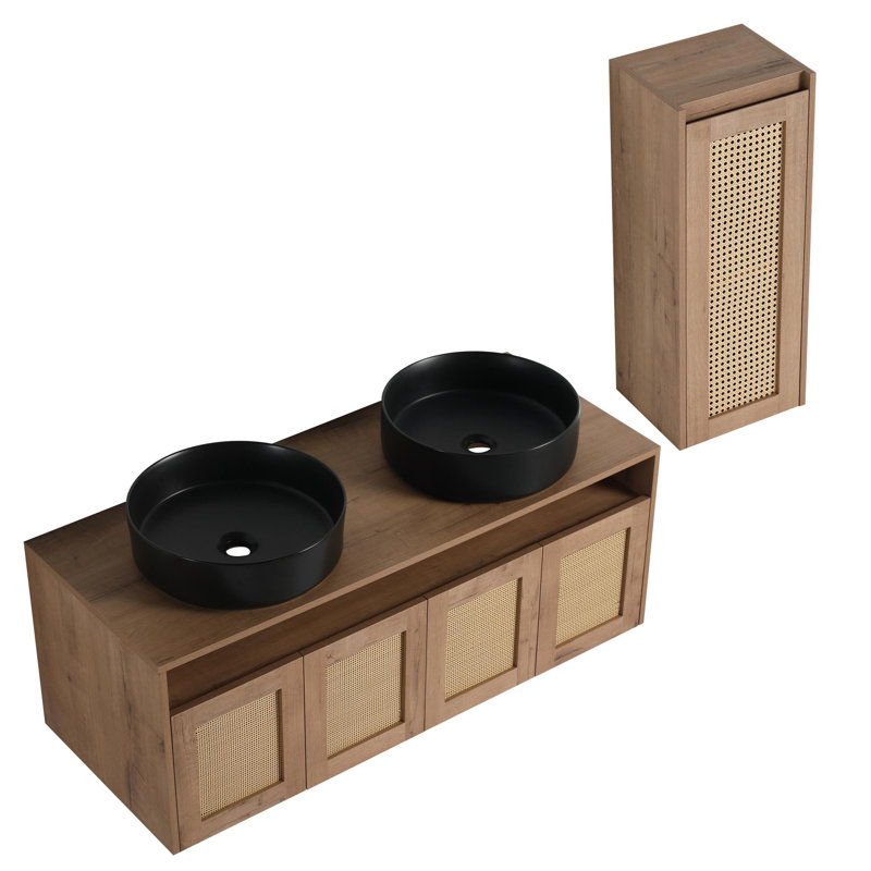 Meuble-lavabo de salle de bain avec lavabo en céramique, 47"