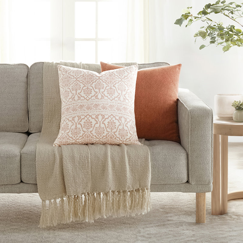 Elegant Antique Floral Rose Cotton Throw Pillow