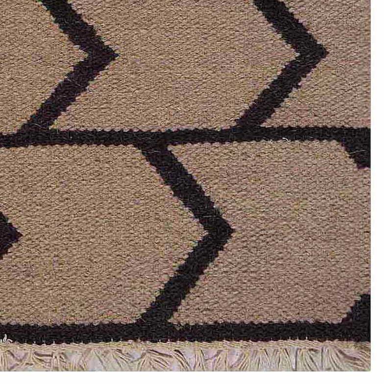 Alisia Hand Woven Flat Weave Kilim Wool Eco-Friendly Area Rugs - Rectangle, Cream Charcoal Color, Contemporary Modern Design, Low Pile Handmade Area Rugs for Living Room, Bed Room