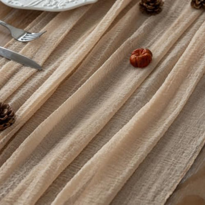 Deep Beige Cheesecloth Table Runner 120 Inches Fall Party Home Decorations