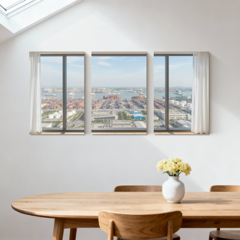 Ensemble de 3 impressions sur toile, "Scenic & Cityscapes City Harbor", H 18 po x l 36 po