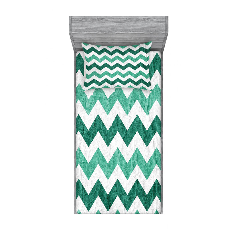 Microfiber Chevron Sheet Set, Twin XL Sheet Set + Fitted Sheet + 1 Pillowcase