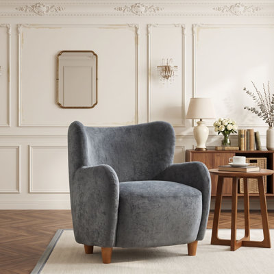 Wingback Armchair with Solid Wood Legs and Pocket Spring Cushion for Living Room or Bedroom
