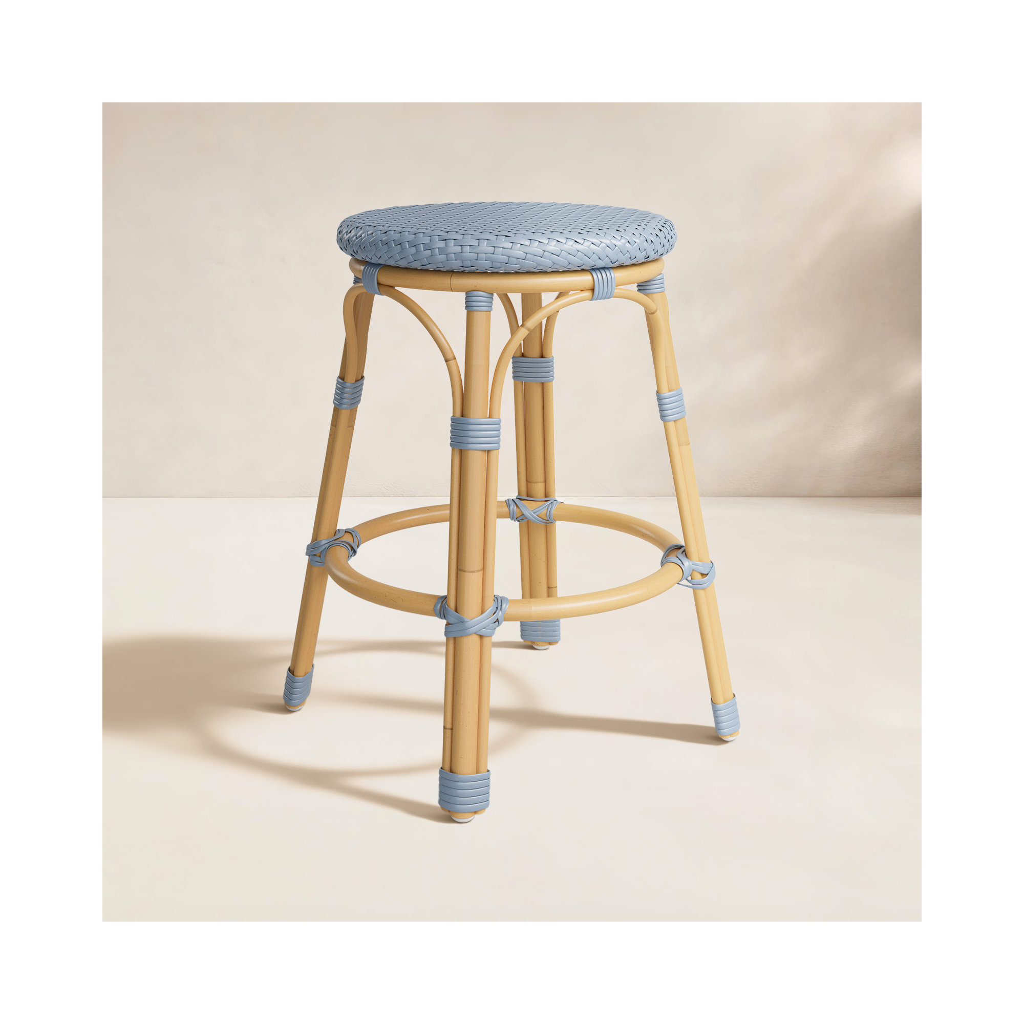 Ellie Patio Counter Stool, Baby Blue