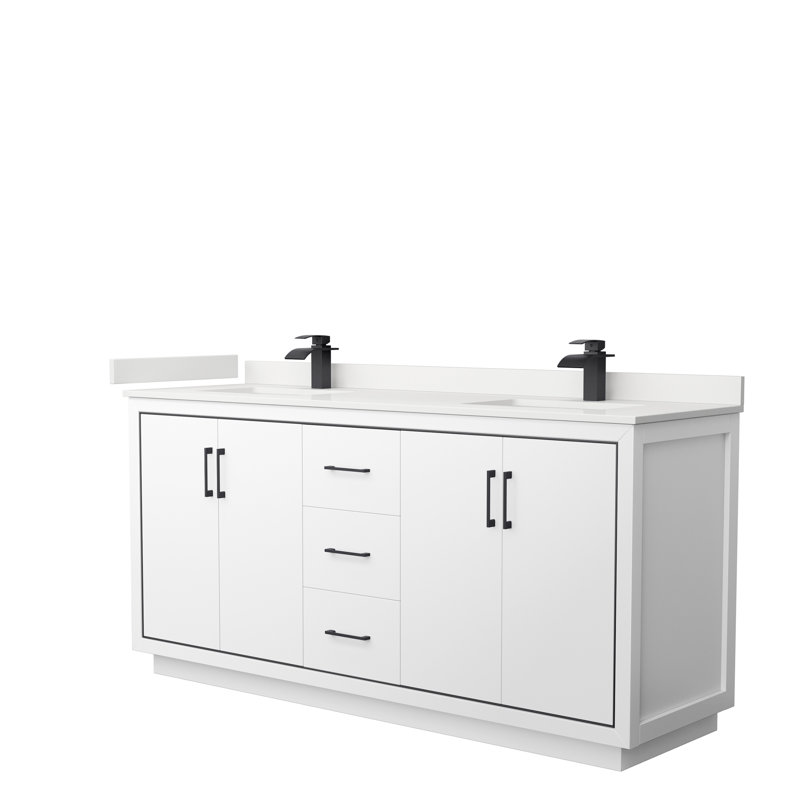 72'' W Double Vanity, WDX13358, White, Matte Black