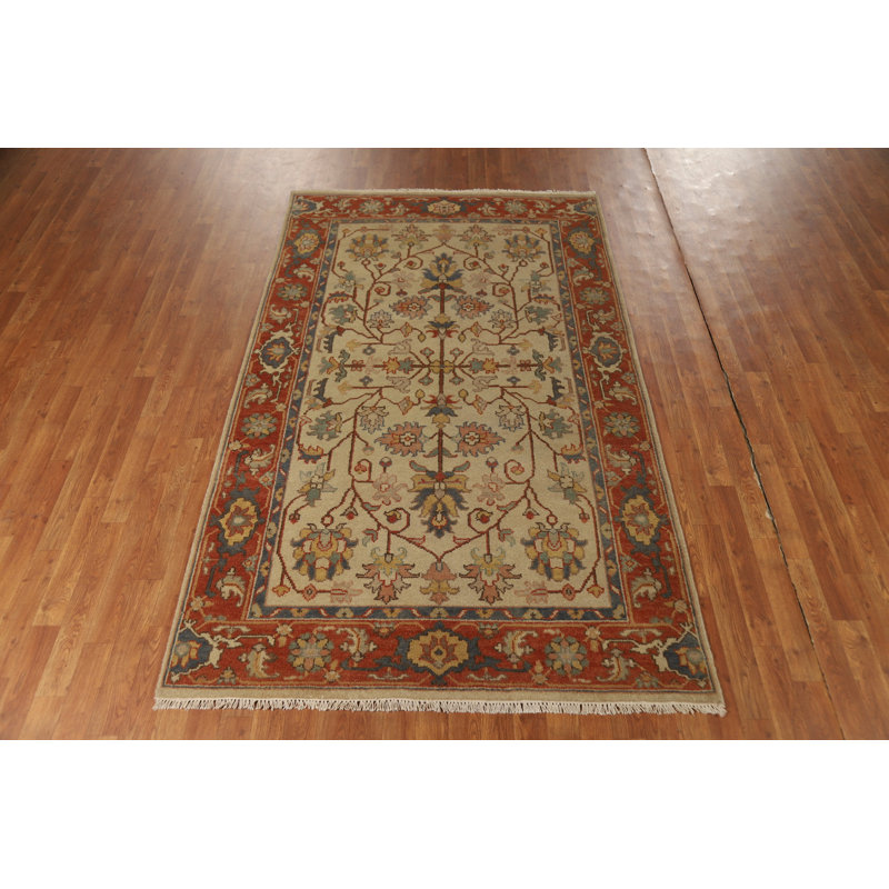 Tapis à motif géométrique indien traditionnel 5 x 8