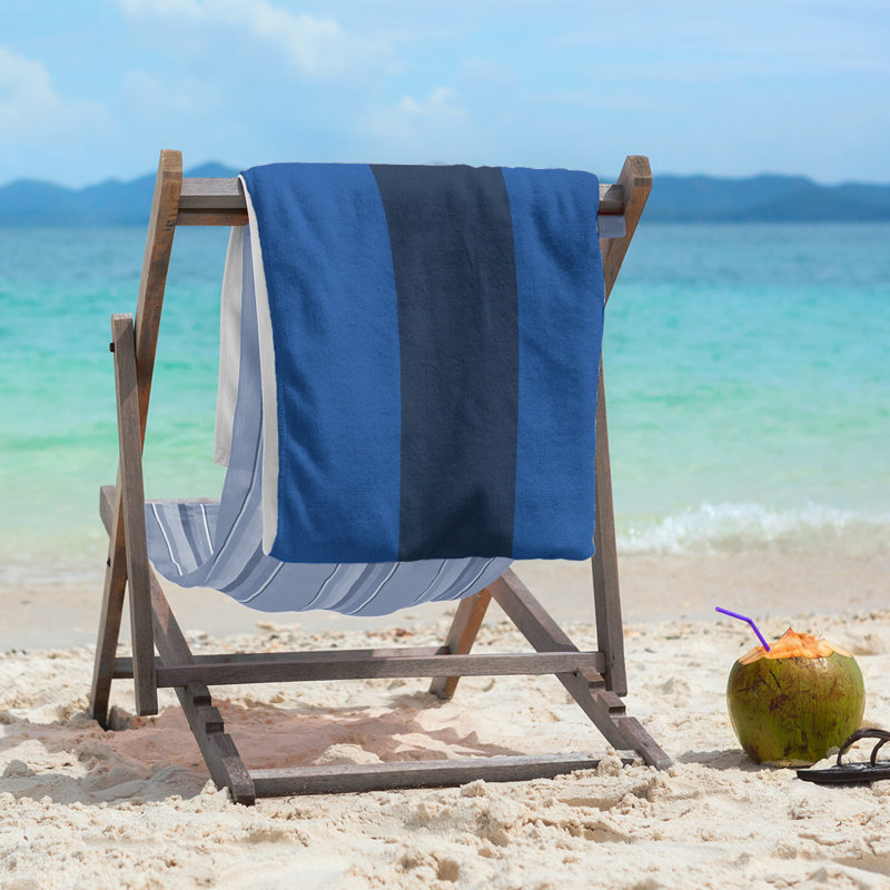 Lightweight Beach Towel, Royal Blue/Navy Blue/Royal Blue, Poly/Cotton