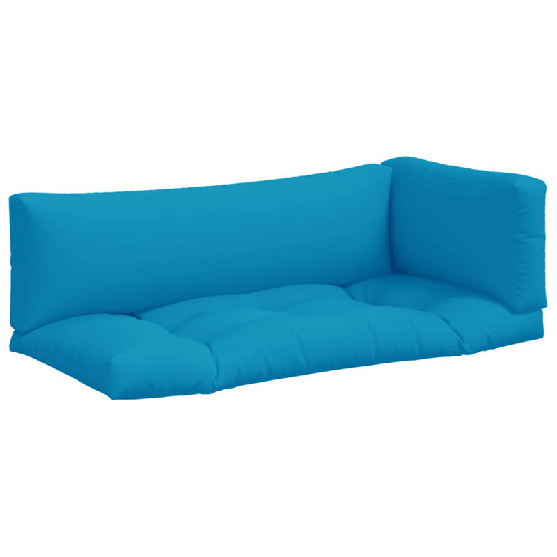  Coussin de palette 3 pièces en tissu bleu clair, Bleu clair