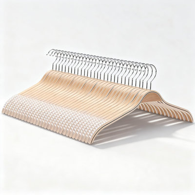 Lightweight Non-Slip Wooden Hangers With Soft Stripes - Heavy Duty Wood Coat Hangers For Jackets, Dresses, Sweaters, Camisoles - Natural Finish, 360-Degree Swivel Hook, Slim Ergonomic Design