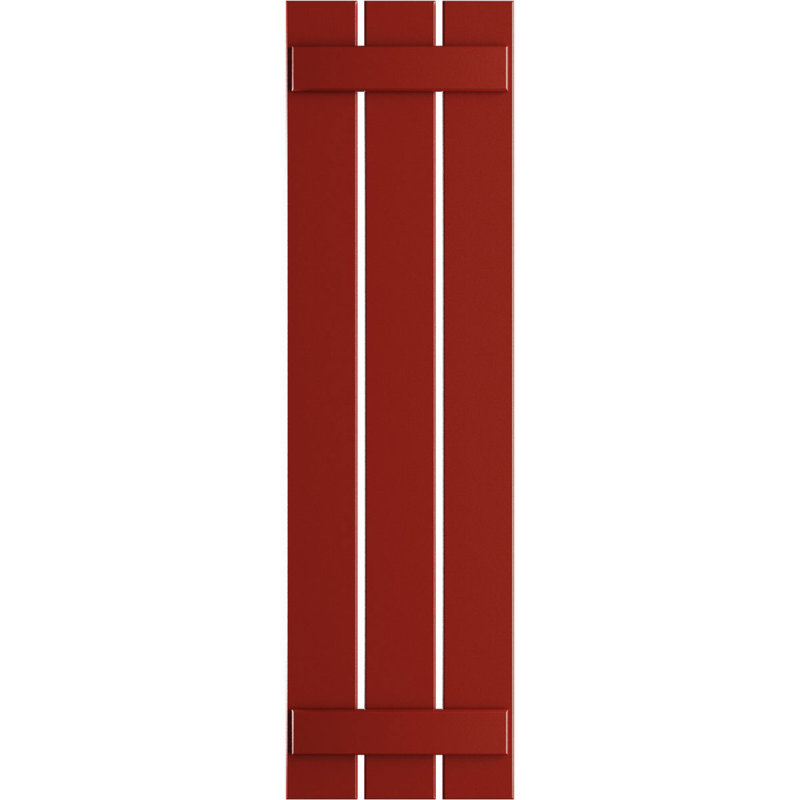 Volets en PVC True Fit à trois planches espacées, Rouge feu, H 40 po x l 17,125 po x P 0,625 po