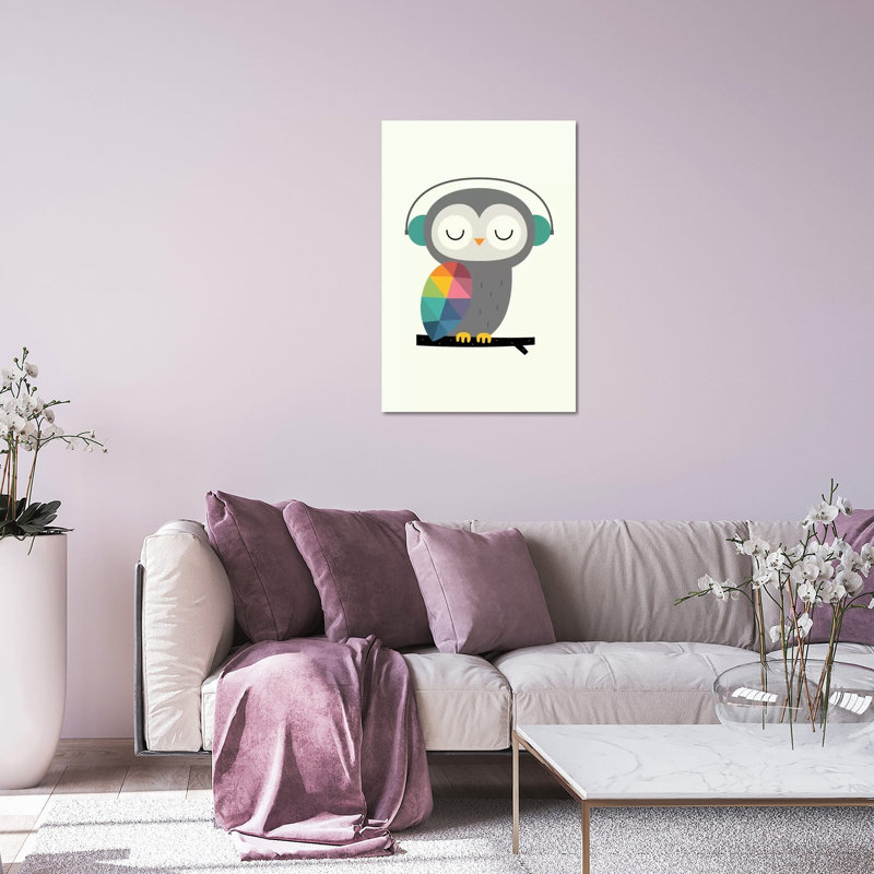 Impression de chouette sur verre acrylique, H 32 po x l 24 po x P 0,25 po
