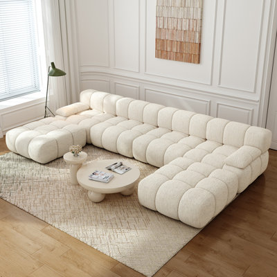 Canapé modulaire rembourré en U en velours côtelé 157 pièces de l 157,8 po