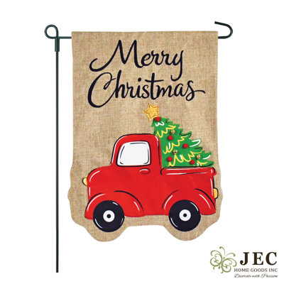 Double Sided 18'' H x 12.5'' W Burlap Christmas Flag Set