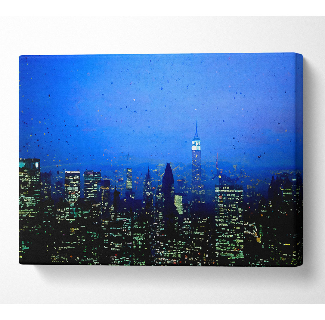 New York City Blauer Nebel bei Nacht - Leinwanddrucke