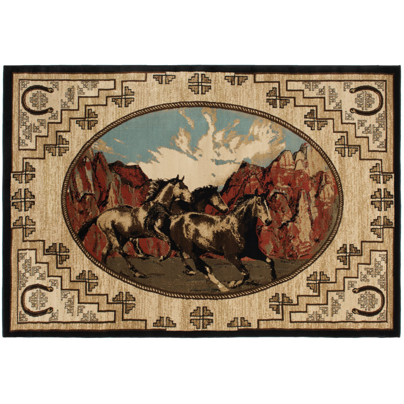 Tapis beige Weitzei Southwestern, Rectangle 2 pi 3 po x 3 pi 3 po