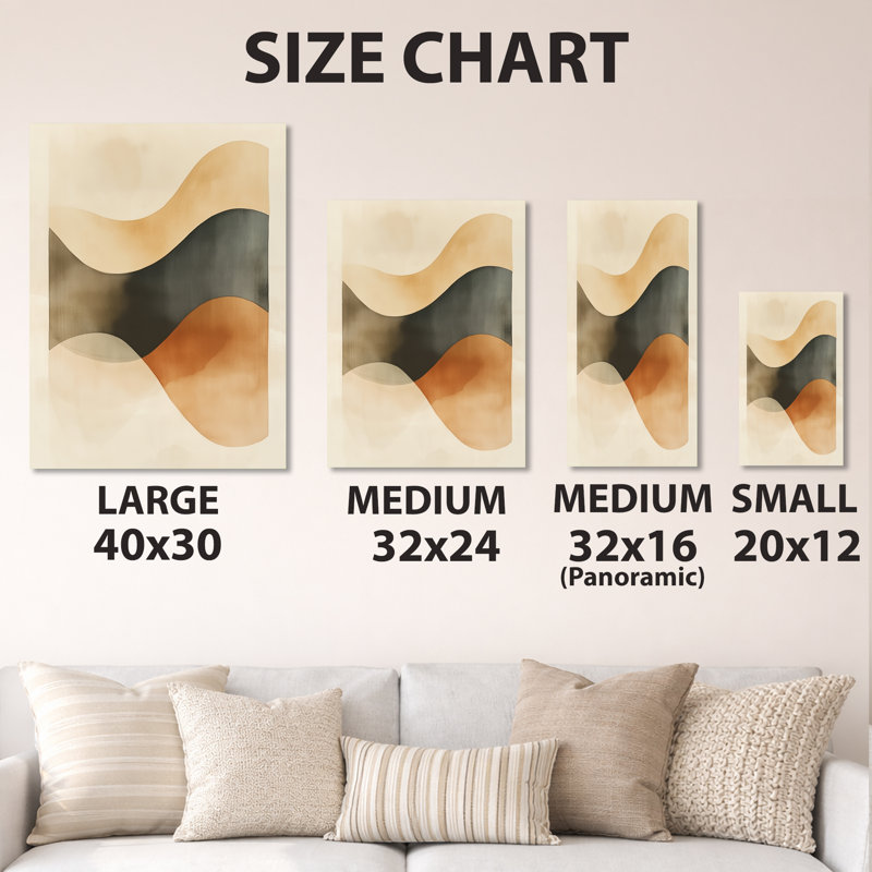 «Beige Minimal Curves - Abstract Shapes», art mural en métal, impression moderne sur métal, L 12 po x H 20 po