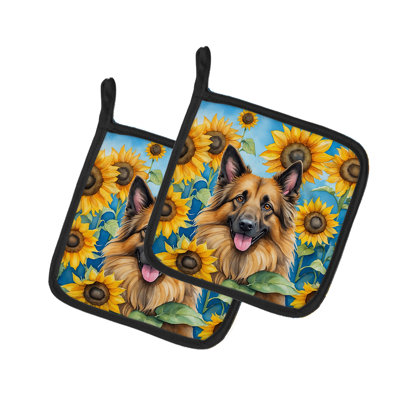 Caroline's Treasures In Sunflowers Floral Polyester Potholder Set