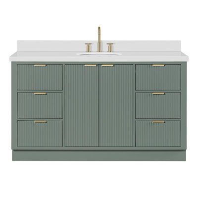 Meuble-lavabo simple en bois massif avec plateau en quartz 1,5 po Haun