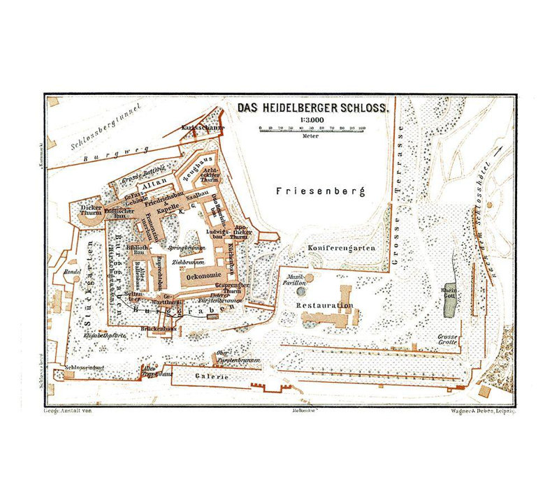 Toile tendue sur toile Williston Forge Baedeker, château de Heidelberg, Allemagne