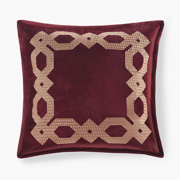 Burgundy Satin Ruffled Edge Throw Pillow Cover with Pillow Insert