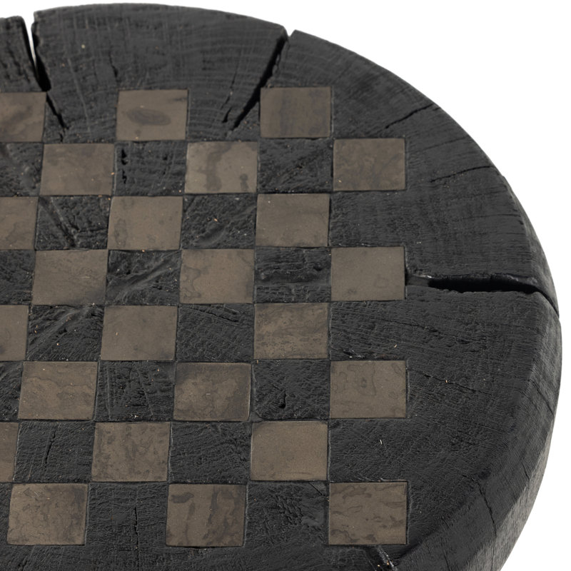 Wesson Chess Table, Carbonized Black/Ivory