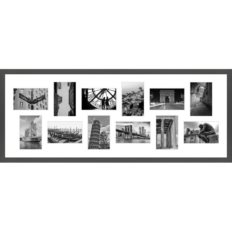Kyrra Wood Picture Frame with Mat, Dark Grey, 5" x 7"