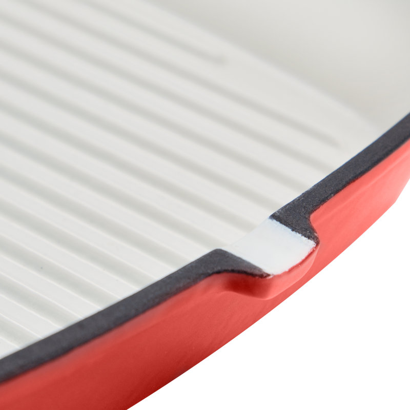 Non-Stick Cast Iron Grill Pan / Griddle Set, Red